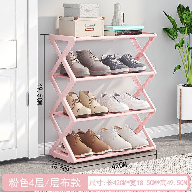 Household X-type Multifunctional Double-layer Steel Tube Assembled Shoe Cabinet