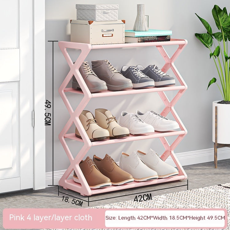 Household X-type Multifunctional Double-layer Steel Tube Assembled Shoe Cabinet