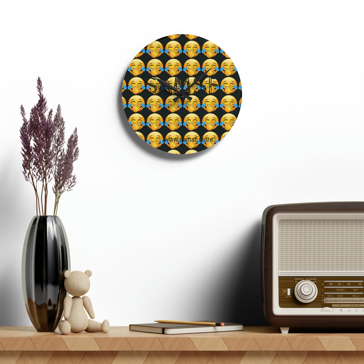 Samsf smile emoji Acrylic Wall Clock