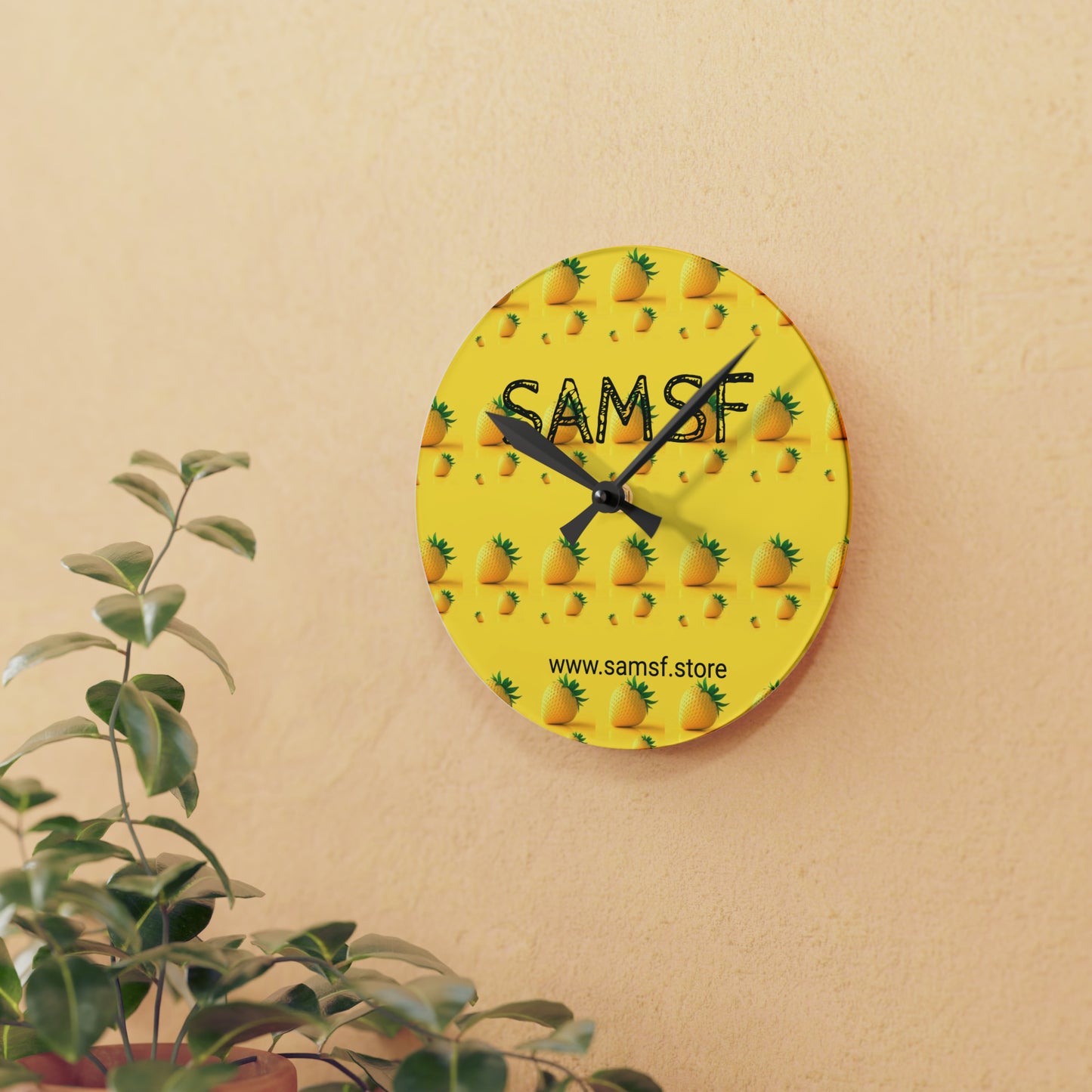 Samsf Pine Acrylic Wall Clock