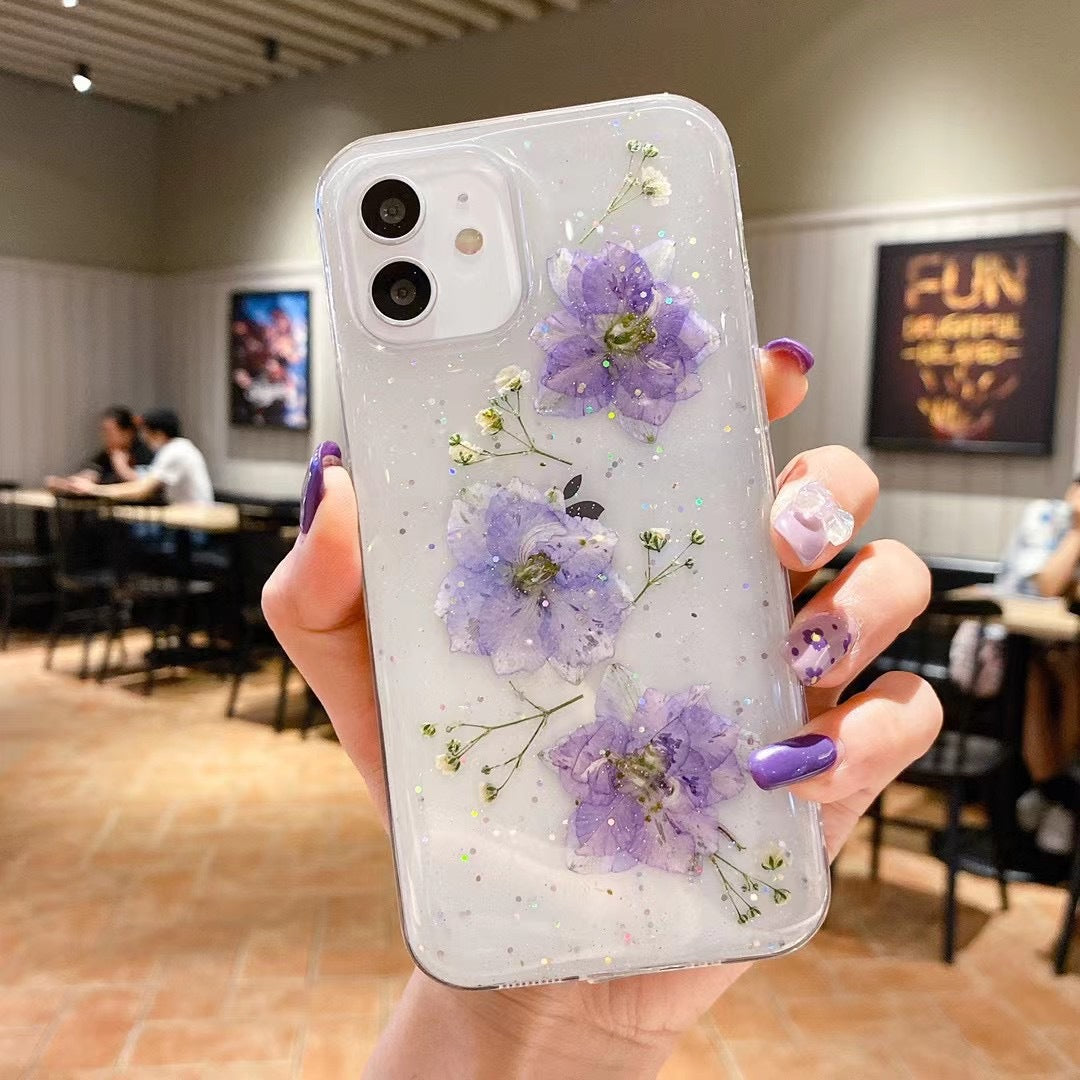 Epoxy Glitter Small Floral Phone Case