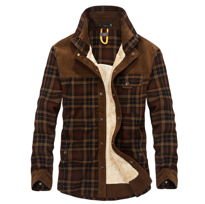 Winter Jacket Men Thicken Warm Fleece Jackets Coats Pure Cotton Plaid Jacket Military Clothes