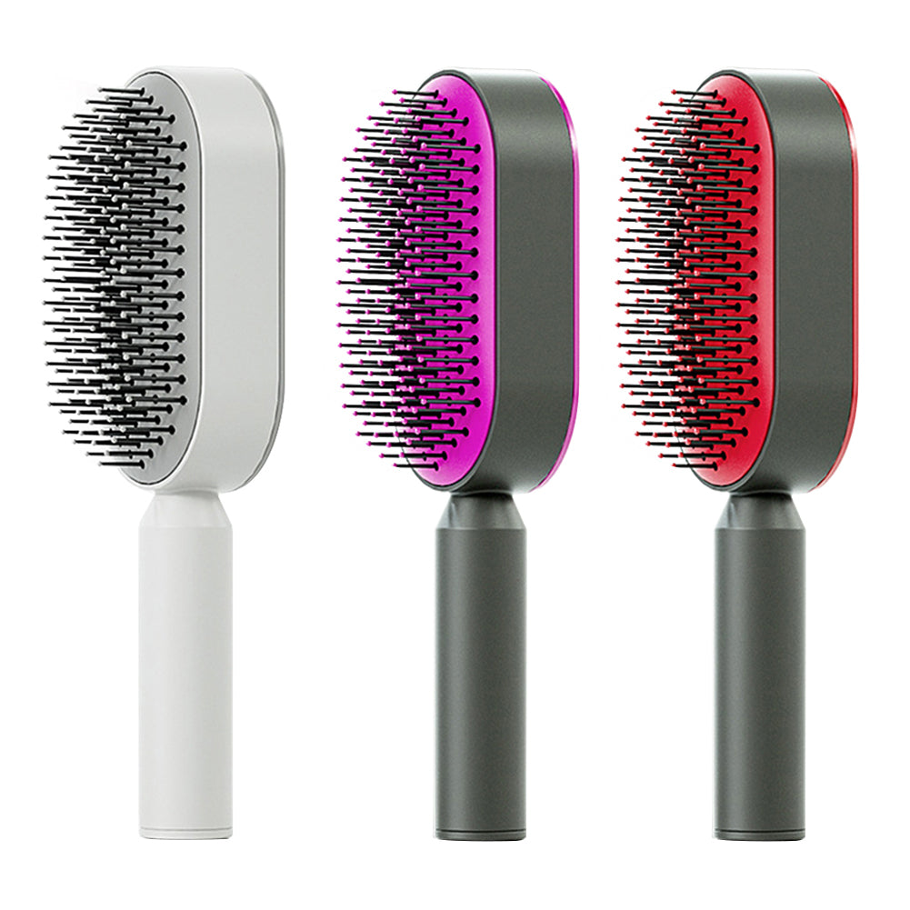 Lebo Self Cleaning Hair Brush For Women One-key Cleaning Hair Loss Airbag Massage Scalp Comb Anti-Static Hairbrush