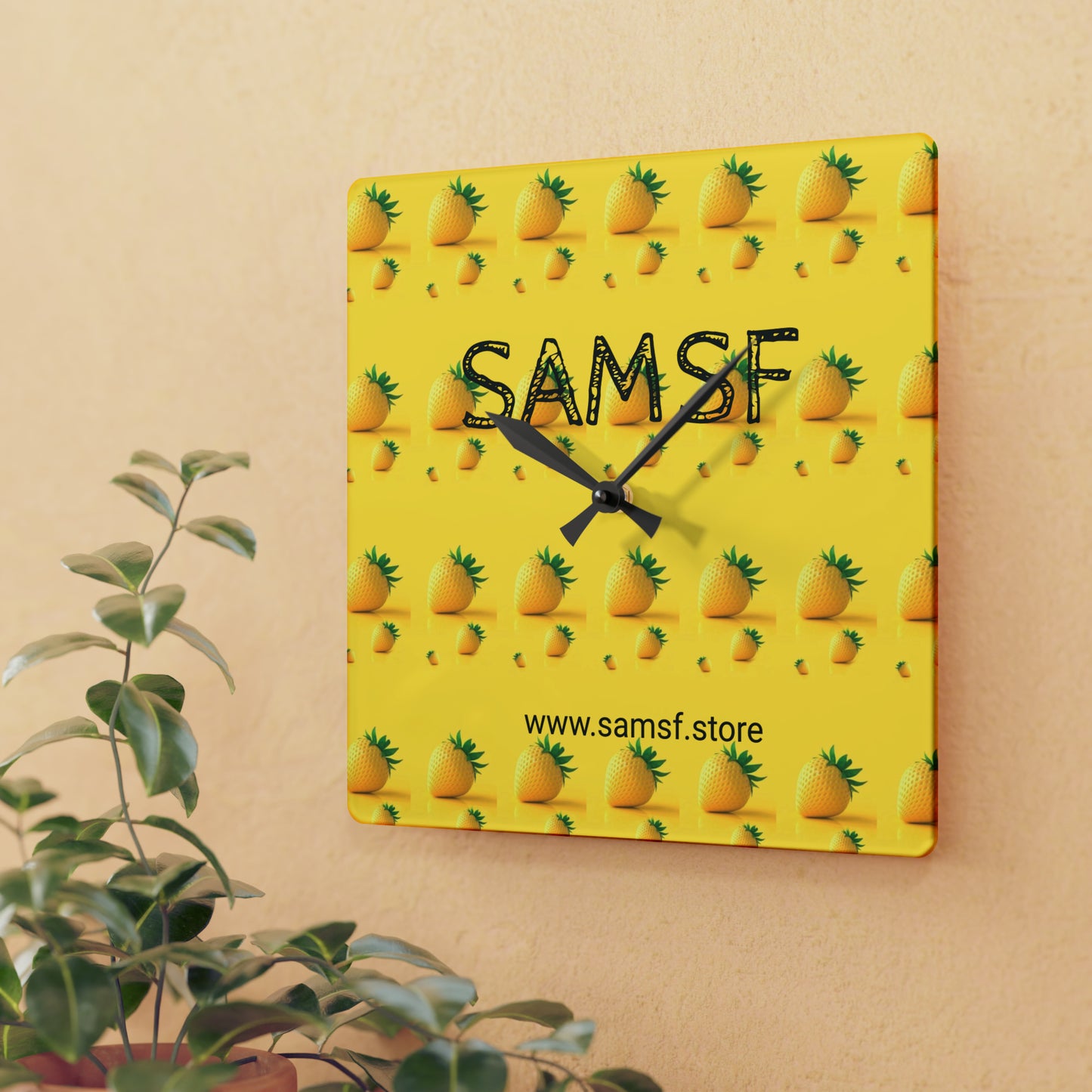 Samsf Pine Acrylic Wall Clock