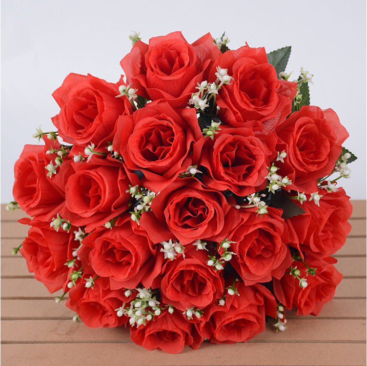 Artificial Rose Bouquet Silk Flower 18 Heads