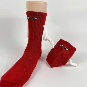 Mid Tube Black And White Couple Matching Holding Socks