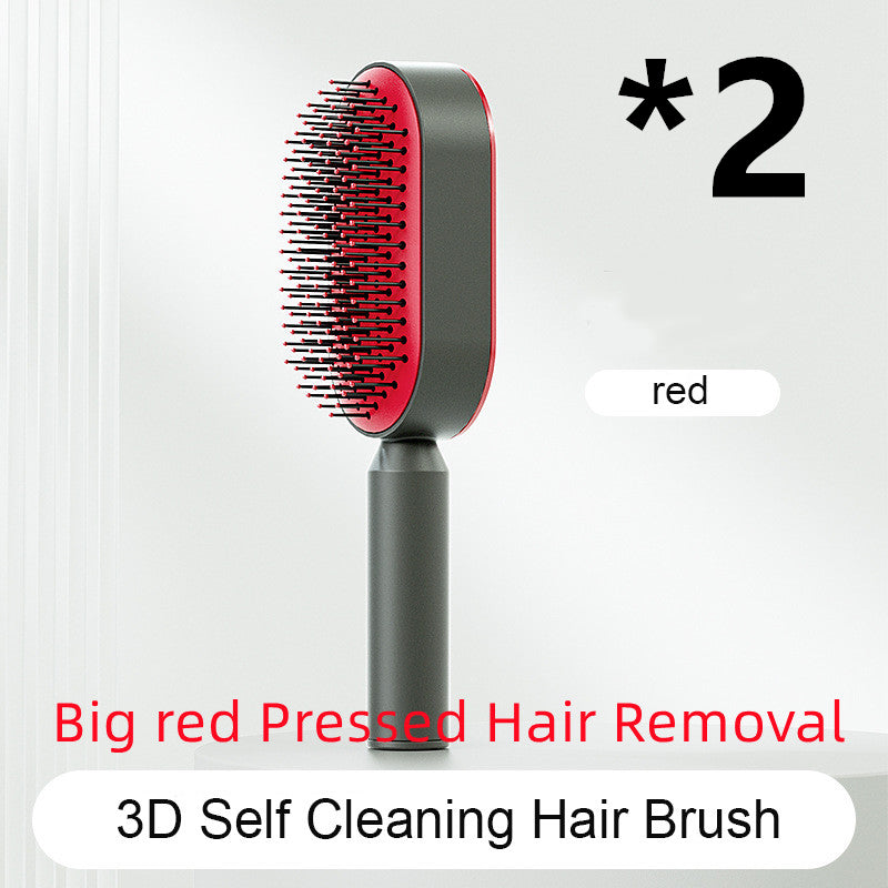 Lebo Self Cleaning Hair Brush For Women One-key Cleaning Hair Loss Airbag Massage Scalp Comb Anti-Static Hairbrush