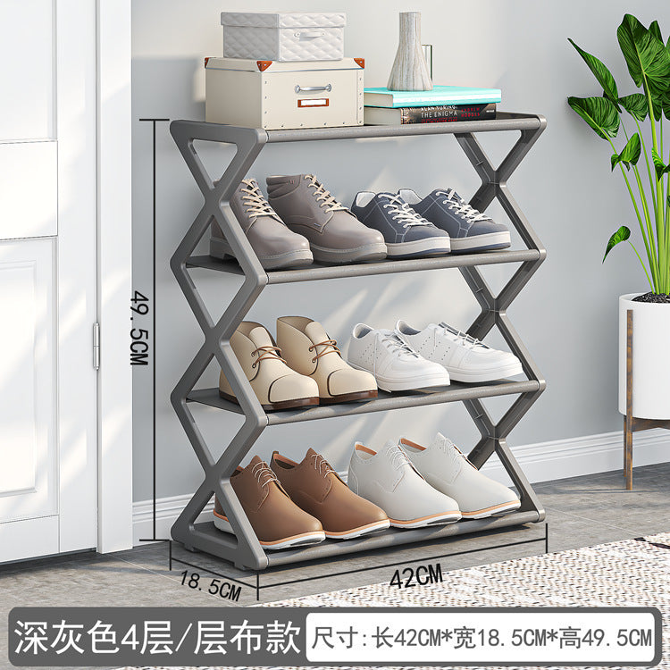 Household X-type Multifunctional Double-layer Steel Tube Assembled Shoe Cabinet
