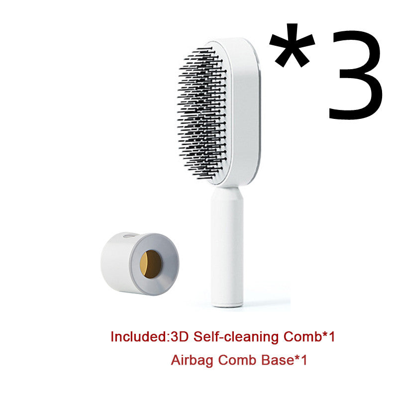 Lebo Self Cleaning Hair Brush For Women One-key Cleaning Hair Loss Airbag Massage Scalp Comb Anti-Static Hairbrush