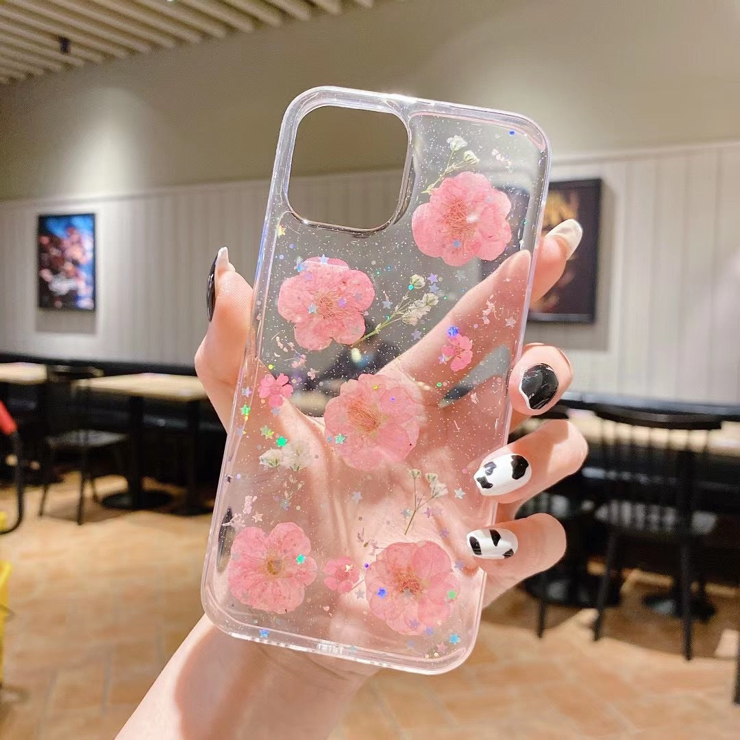 Epoxy Glitter Small Floral Phone Case