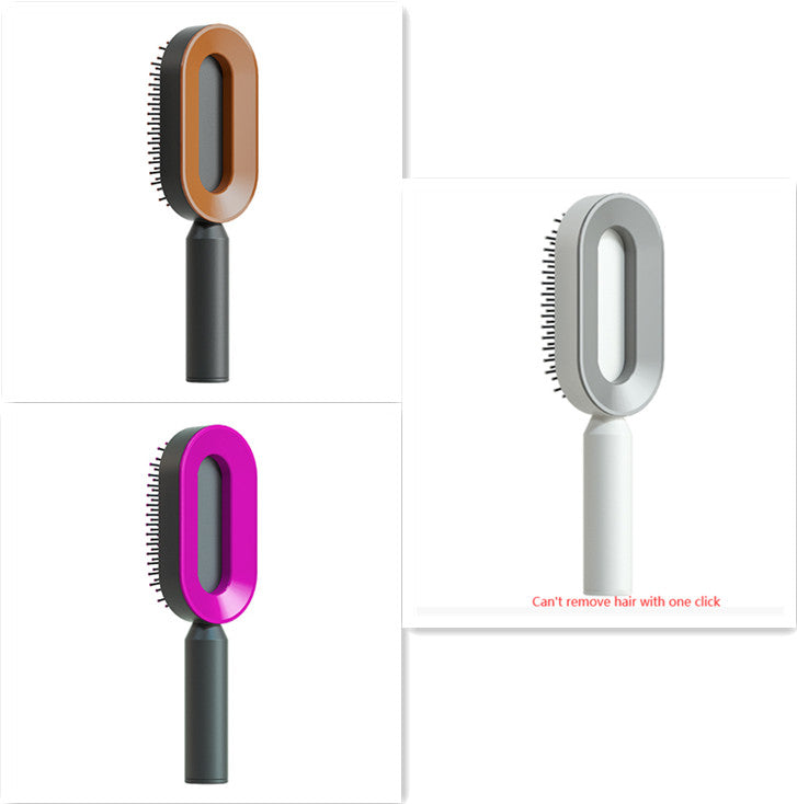 Lebo Self Cleaning Hair Brush For Women One-key Cleaning Hair Loss Airbag Massage Scalp Comb Anti-Static Hairbrush