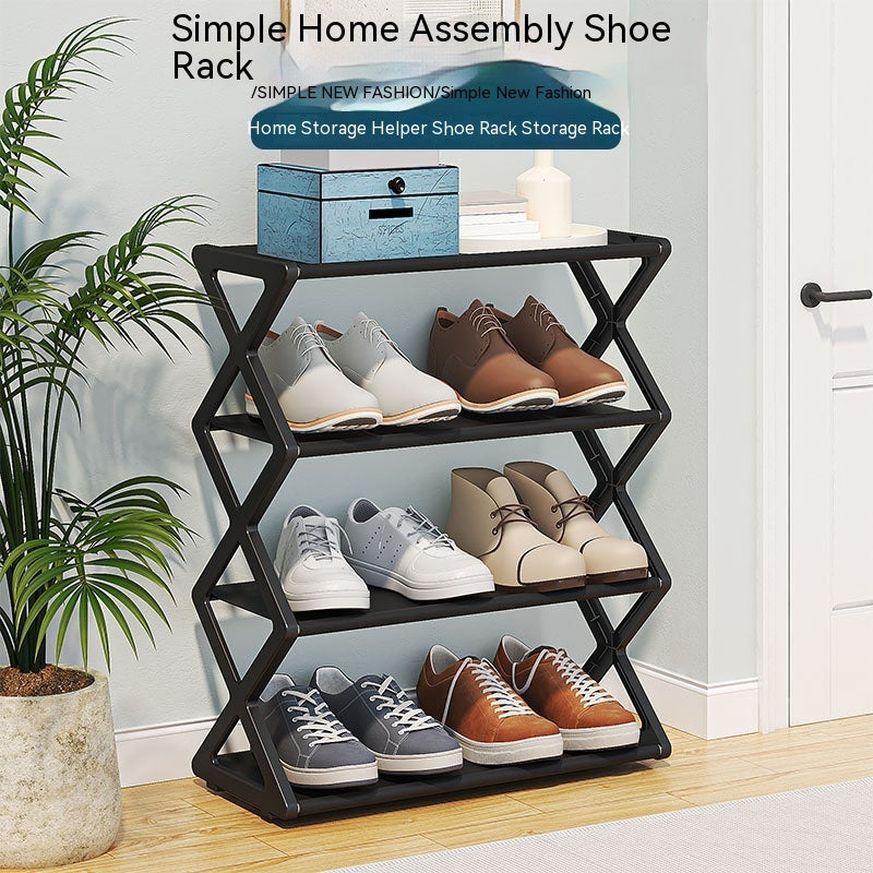 Household X-type Multifunctional Double-layer Steel Tube Assembled Shoe Cabinet