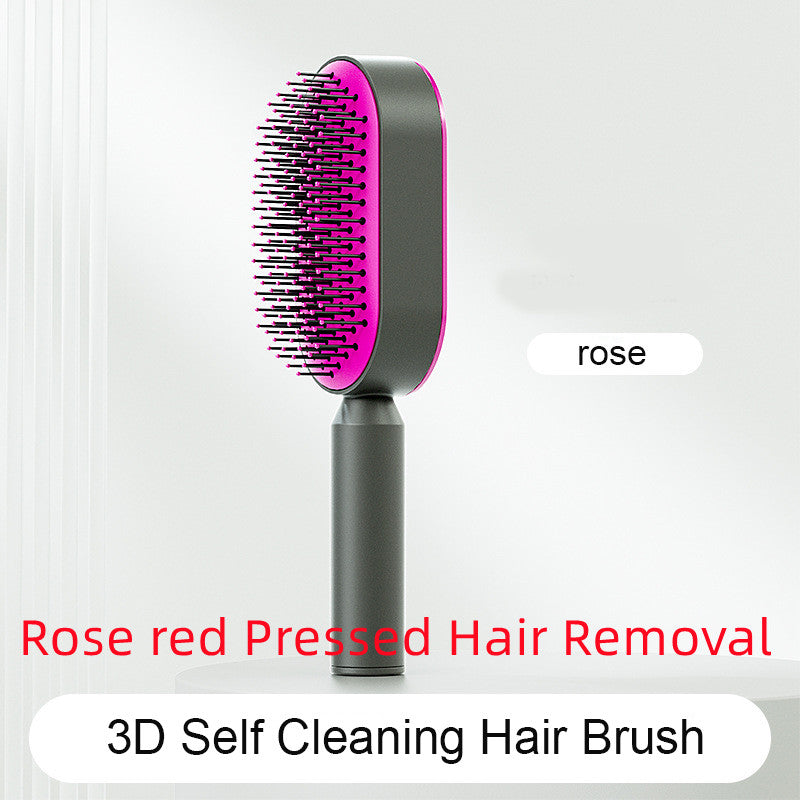 Lebo Self Cleaning Hair Brush For Women One-key Cleaning Hair Loss Airbag Massage Scalp Comb Anti-Static Hairbrush