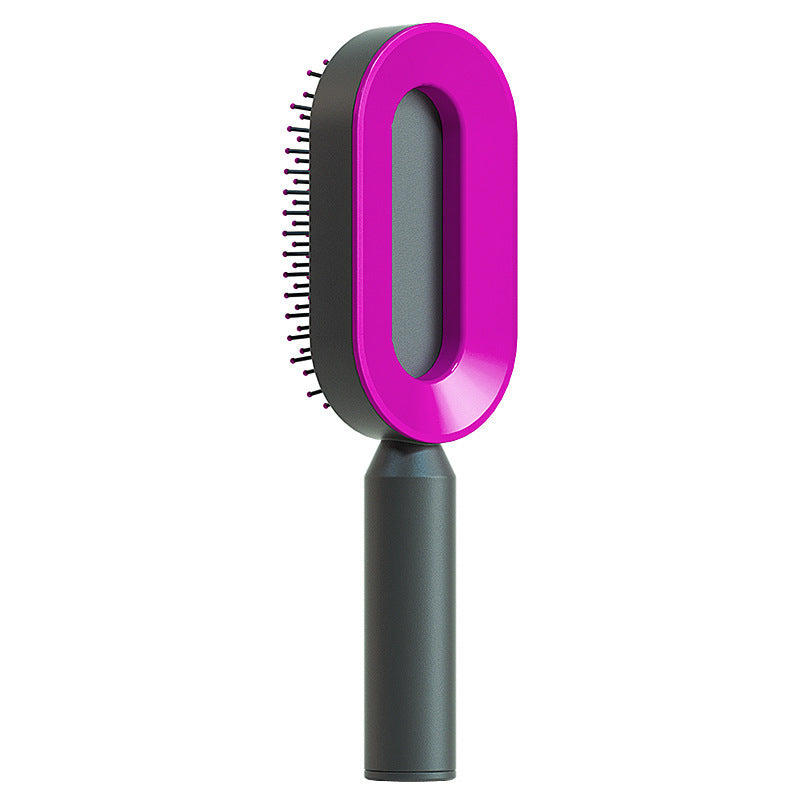 Lebo Self Cleaning Hair Brush For Women One-key Cleaning Hair Loss Airbag Massage Scalp Comb Anti-Static Hairbrush