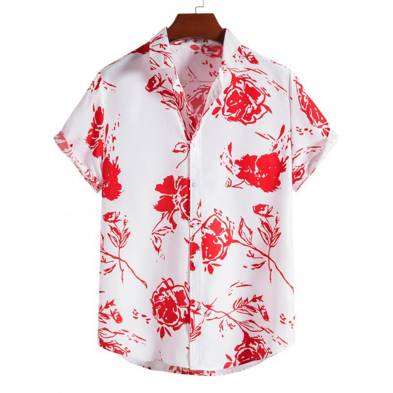 Men's Short Sleeve Shirt Suit Beach Style Print